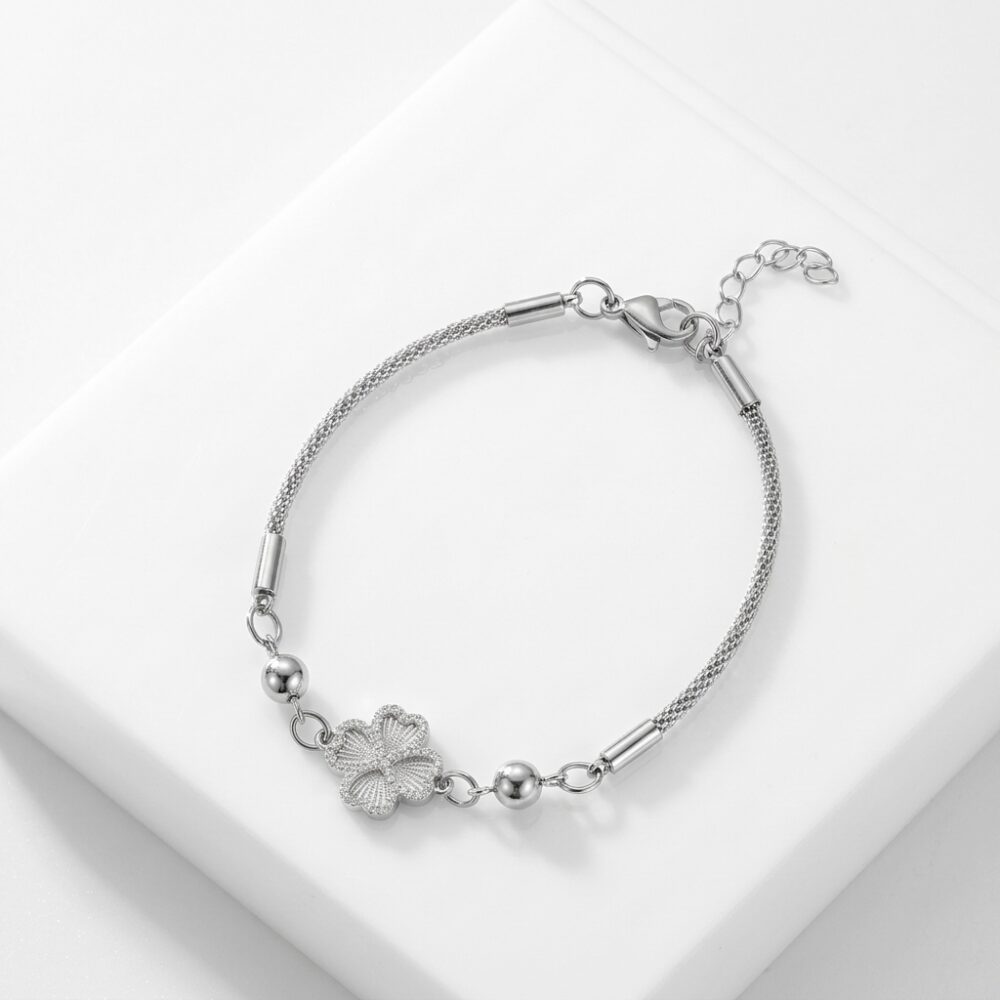PULSERA ACERO DIJE TREBOL APU289 IAO
