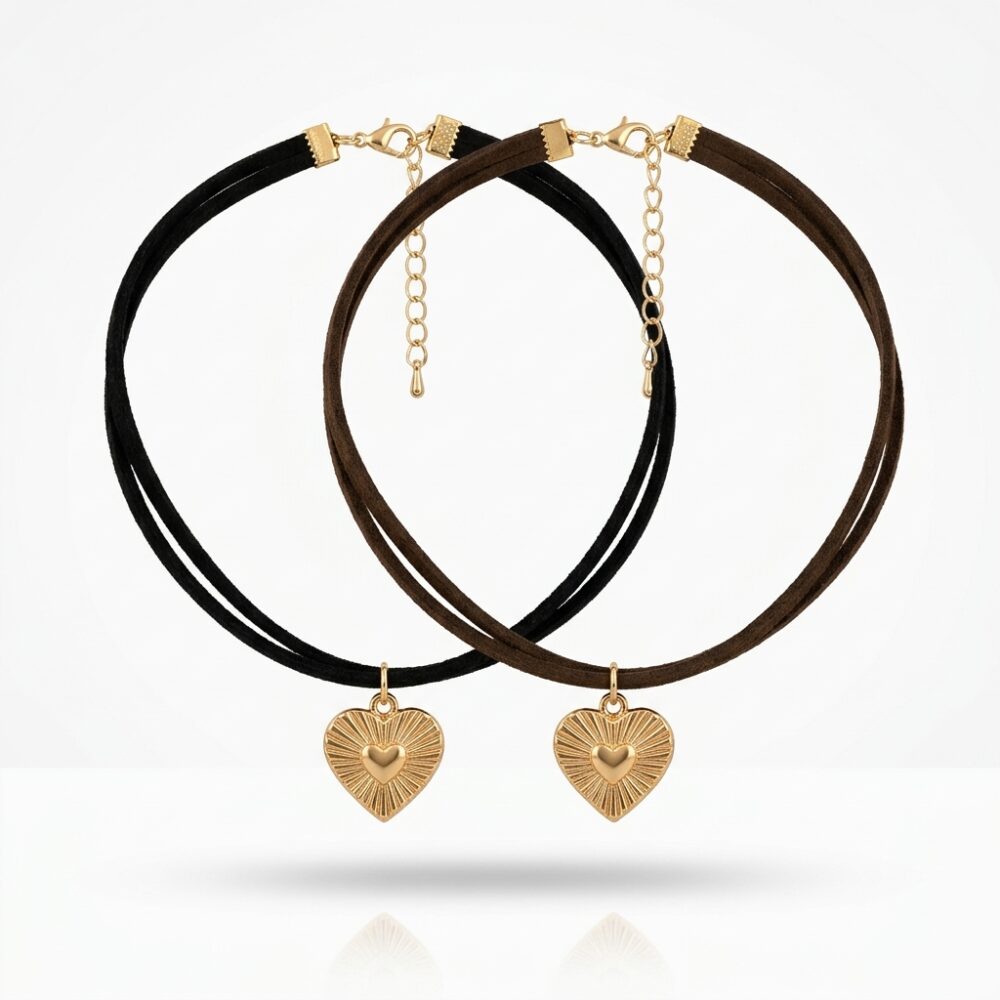 CHOKER DE GAMUZA DIJE CORAZON BP1465 IAO