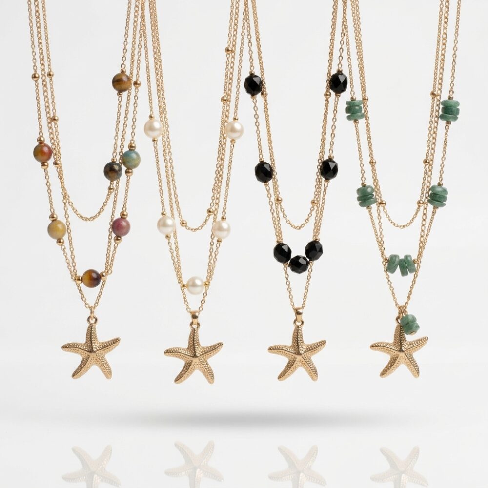 COLLAR DE CADENAS DIJE ESTRELLA BP1379 IAO