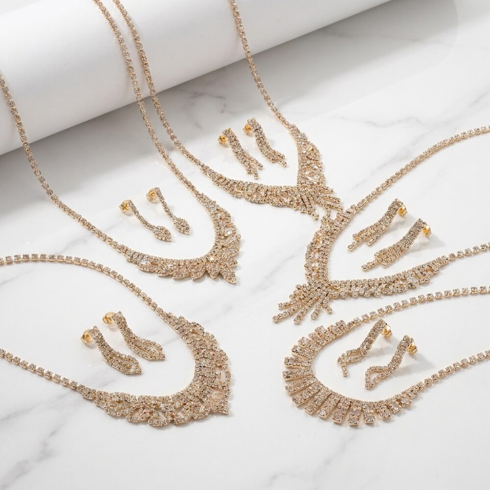 SET COLLAR AROS STRASS FANTASIA DORADO ART SET20D IAO