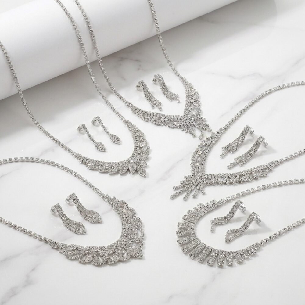 SET COLLAR AROS STRASS FANTASIA BLANCO ART SET20P IAO