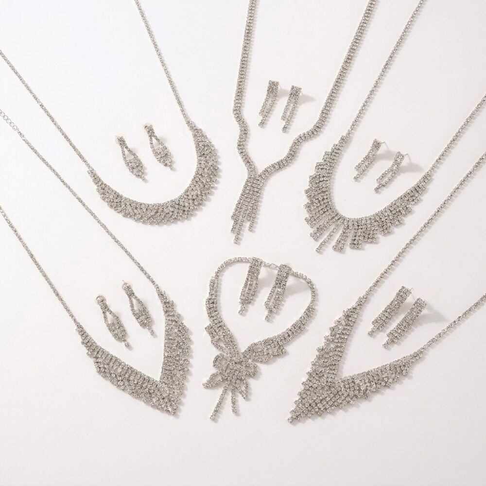 SET COLLAR AROS STRASS FANTASIA BLANCO ART SET18P IAO