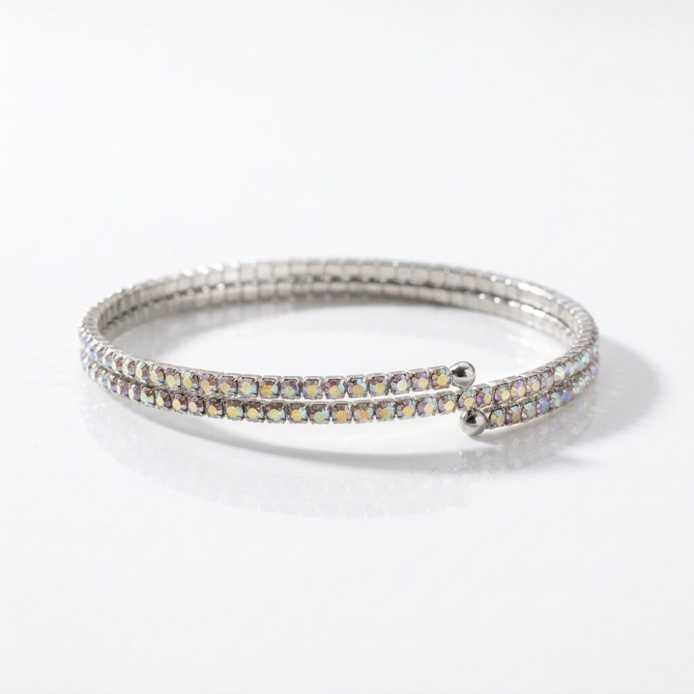 PULSERA FANTASI BAÑ BLANCO DOBLE STRASS FLEX BZPU129P IAO