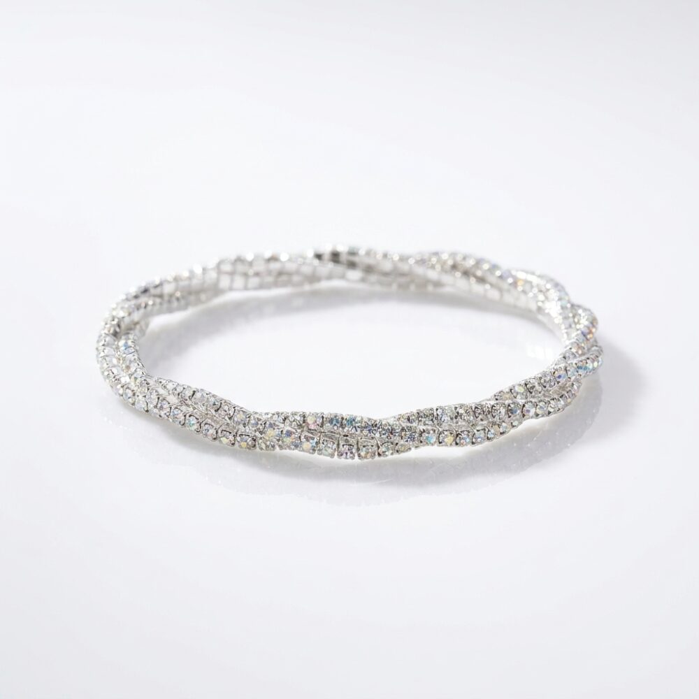 PULSERA FANTASI BLANCO TRIPLE STRASS ELASTICA BZPU130 IAO