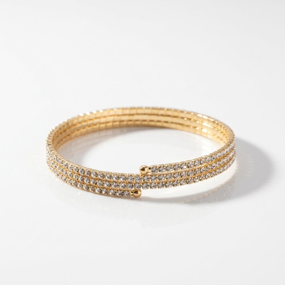 PULSERA FANTASIA DORADA TRIPLE STRASS FLEX BZPU131D IAO