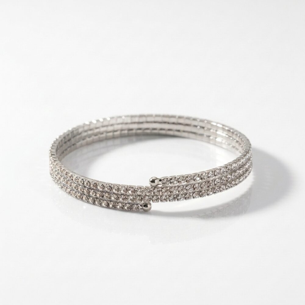 PULSERA FANTASIA BLANCA TRIPLE STRASS FLEX BZPU131P IAO