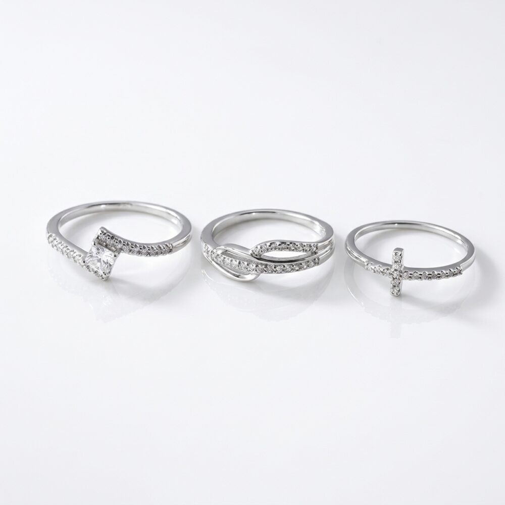 ANILLO BRONCE BCO C/MICROPAVE X UND ART BZAN674P IAO