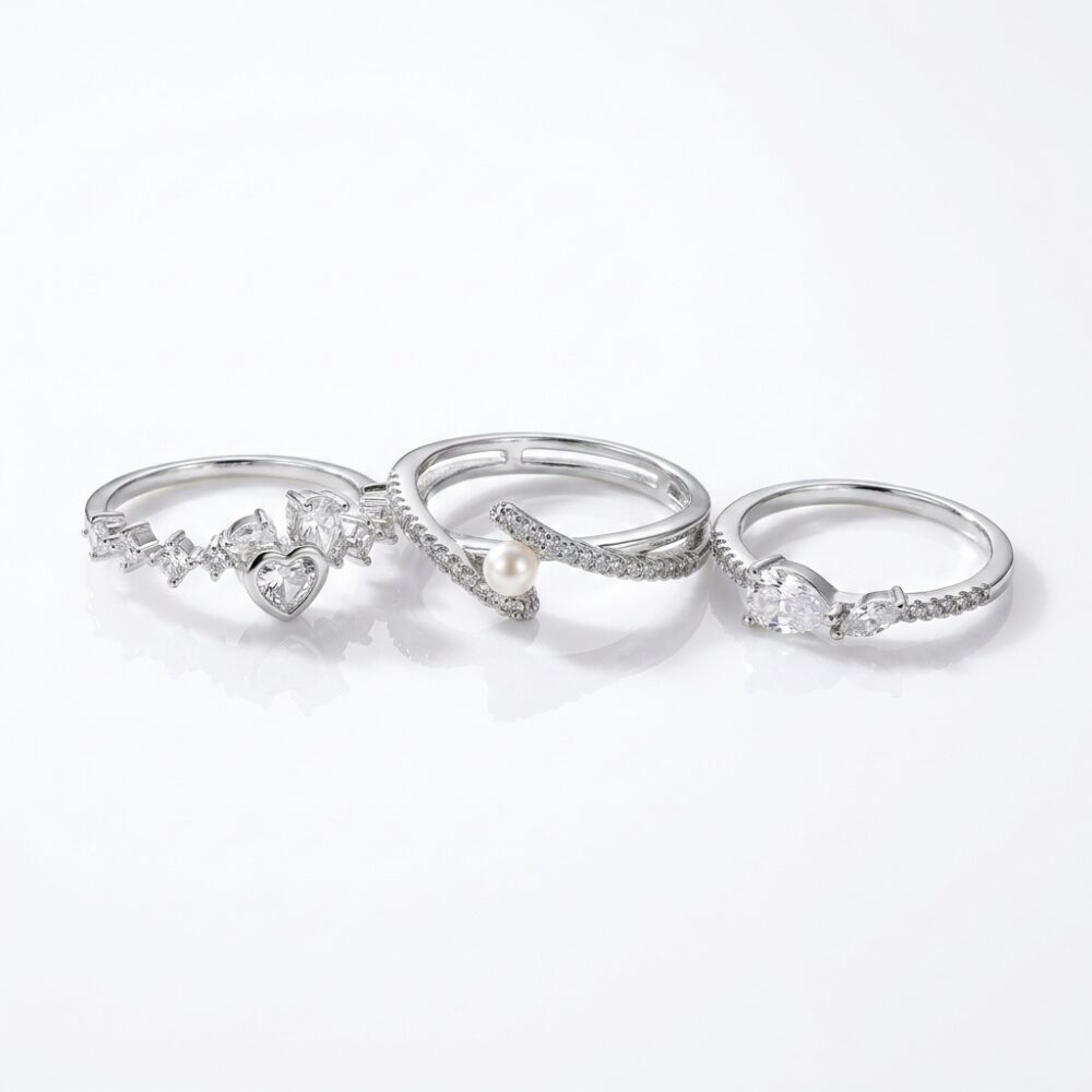 ANILLO BRONCE BCO C/MICROPAVE Y PERLA X UND ART BZAN672P IAO