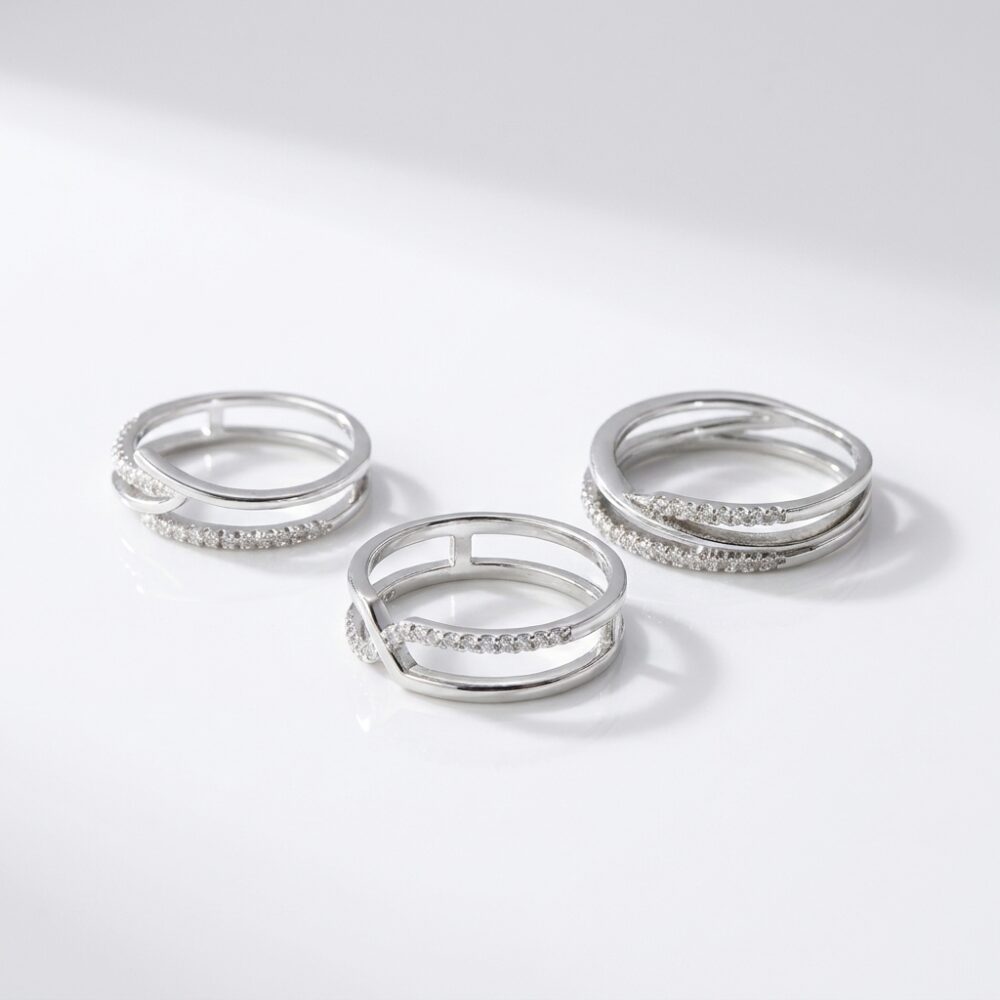 ANILLO BRONCE BCO C/MICROPAVE X UND ART BZAN673P IAO