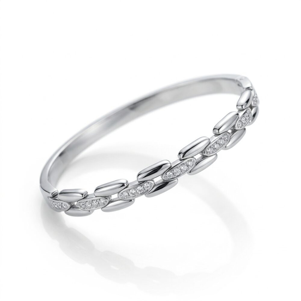 PULSERA ACERO RIGIDA COMBINADA C/STRASS ART APUL97 IAO