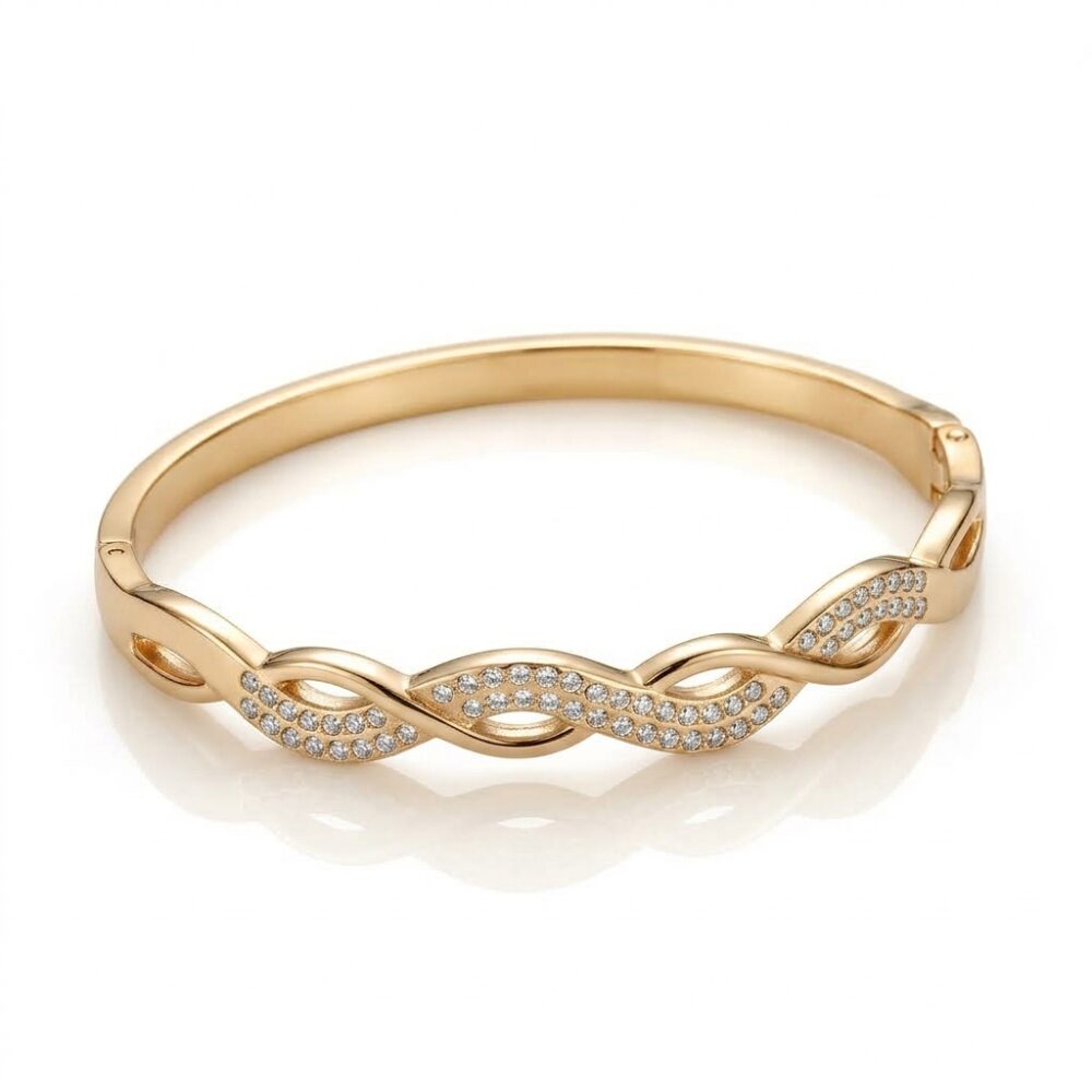 PULSERA ACERO DRD RIGIDA COMBINADA C/STRASS ART APUL93D IAO