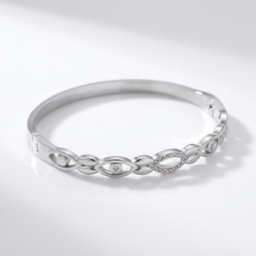 PULSERA ACERO RIGIDA COMBINADA C/STRASS ART APUL91 IAO