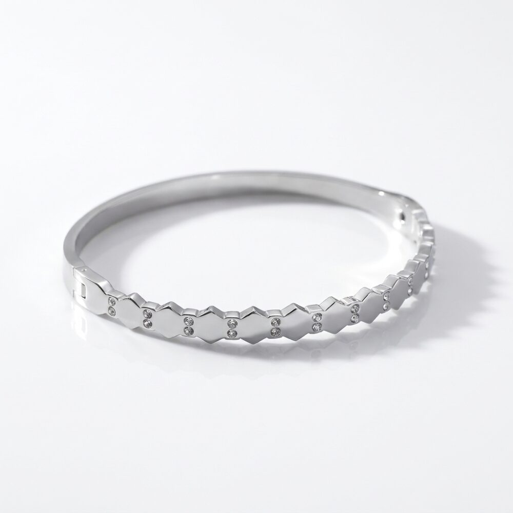 PULSERA ACERO RIGIDA COMBINADA C/STRASS ART APUL92 IAO