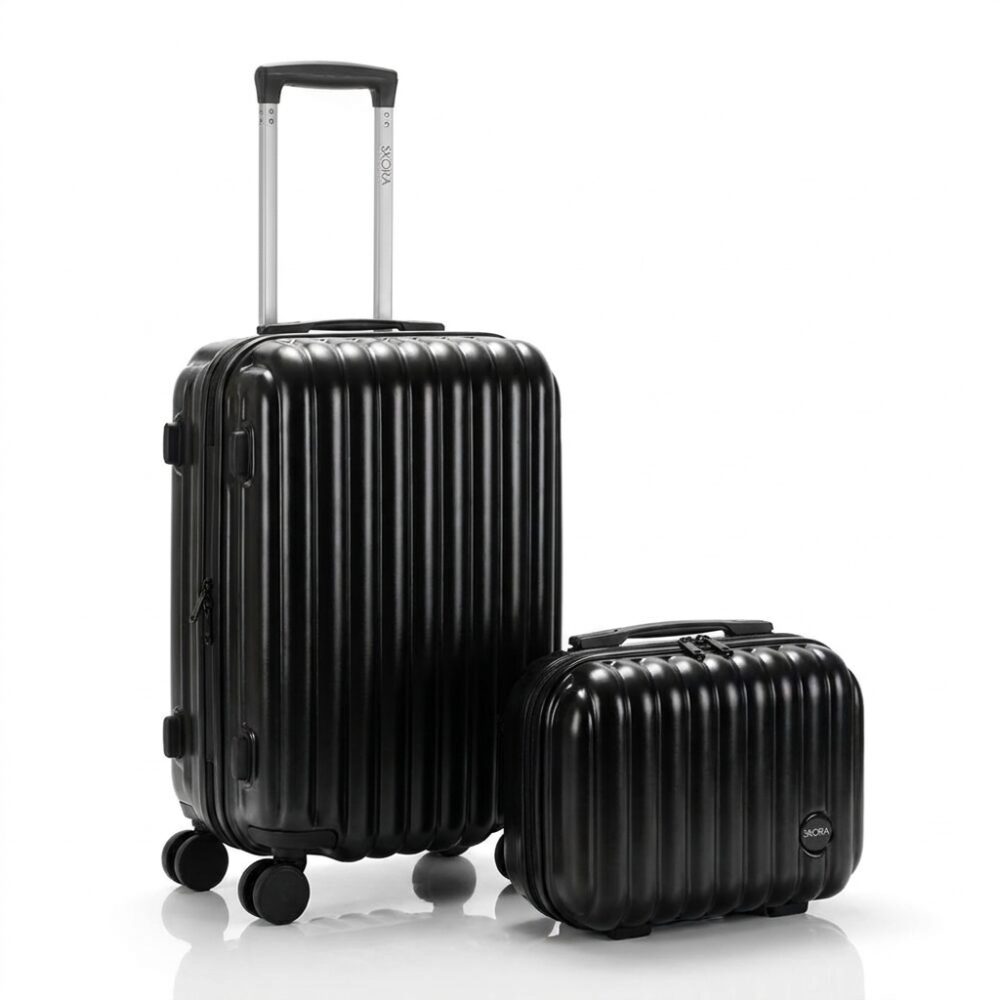 SET VALIJA 20 PULG Y BEAUTY CASE SKORA NEGRA ART 48052 IAO