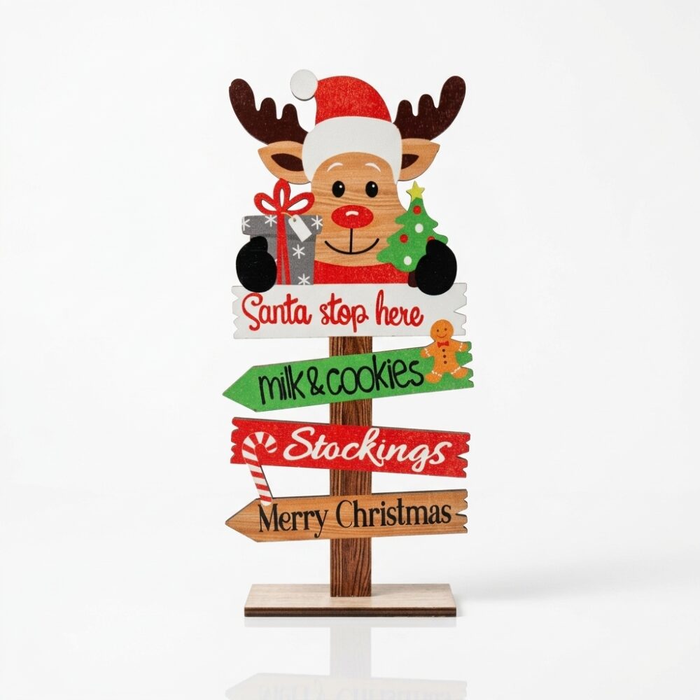 ADORNO NAVIDEÑO DE MADERA RENO C/CARTELES ART 251115 IAO