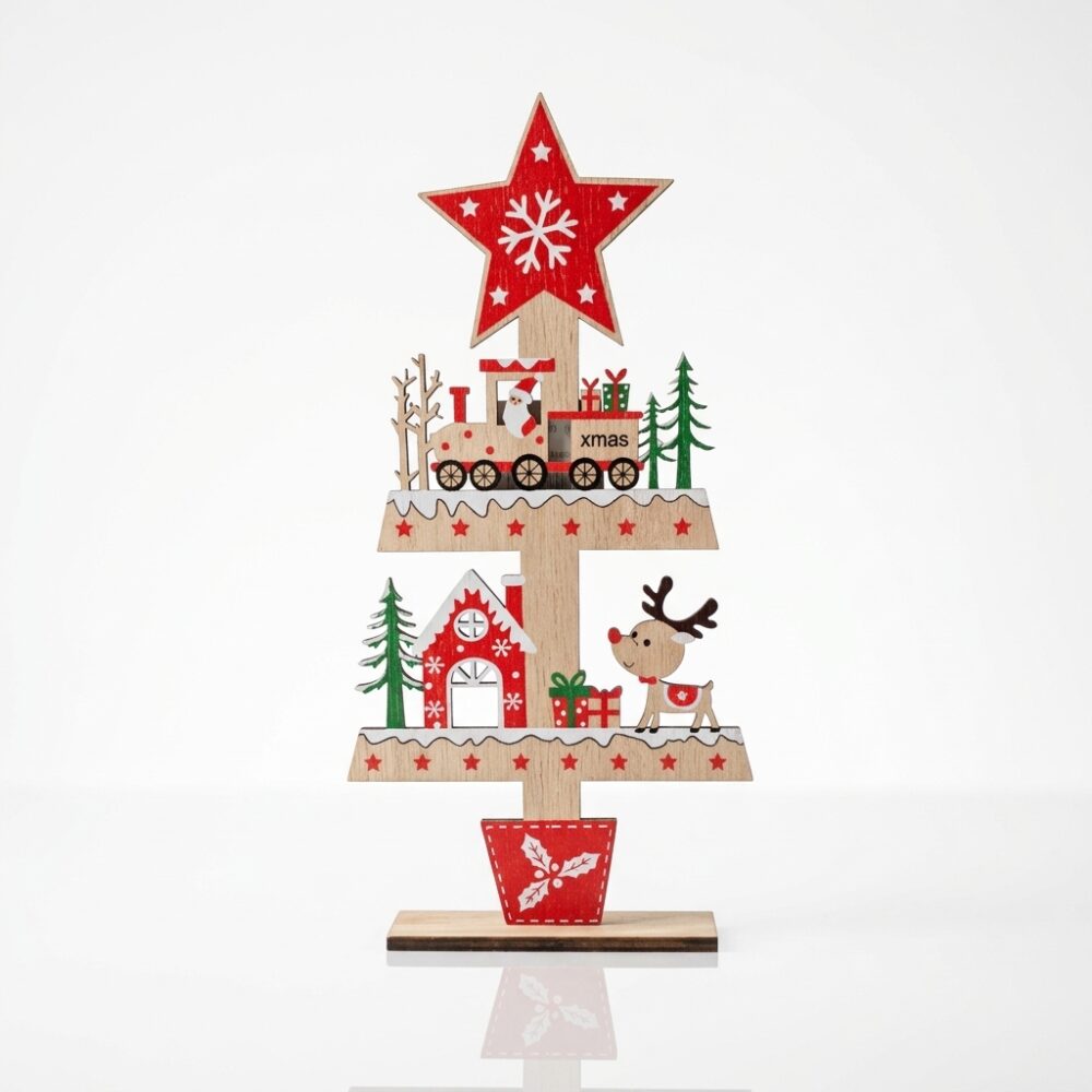 ADORNO NAVIDEÑO DE MADERA ARBOL C/ESTRELLA ART 251117 IAO
