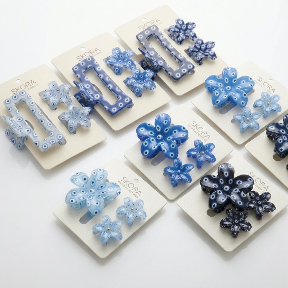 SET X3 BROCHE FLOR ESTAMPADA OJO TURCO ART 48872/ 48873 JAO