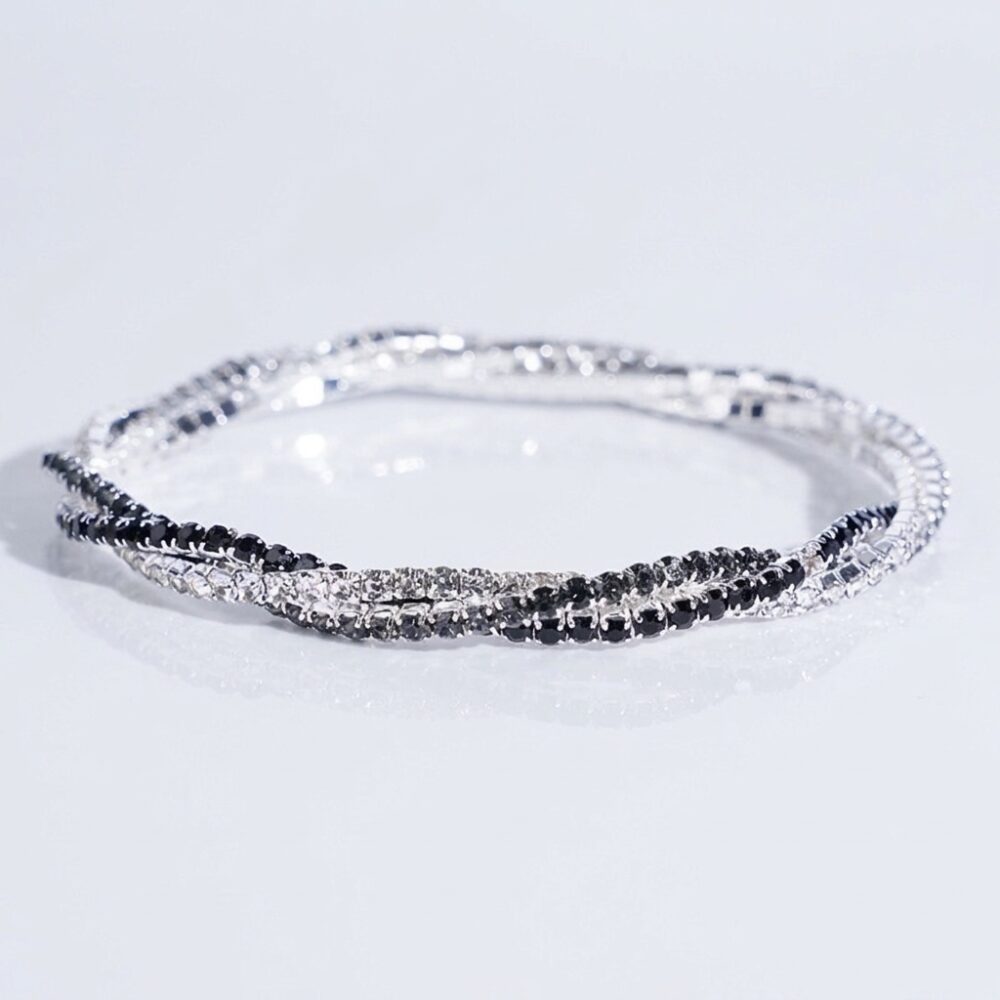 PULSERA STRASS TRENZADA NEGRO ART UR-0701004-11 JAO