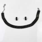 SET CHOCKER+AROS STRASS 5 FILAS NEGRO ART UR-050711-3 JAO