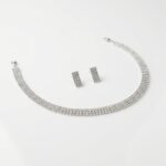 SET CHOCKER+AROS STRASS 3 FILAS PLATEADO ART UR-050710-2 JAO